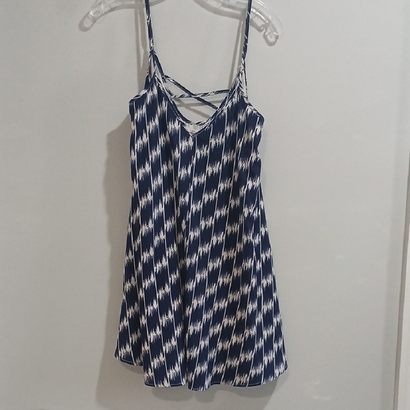 Lucca Couture Dresses & Skirts - Mini Sun Dress Navy And White Desing, Sz Small, Flowy Ovesized, Gentle Used.